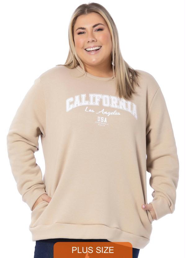Miss Masy Plus - Blusão Feminino Plus Size Cintia Bege