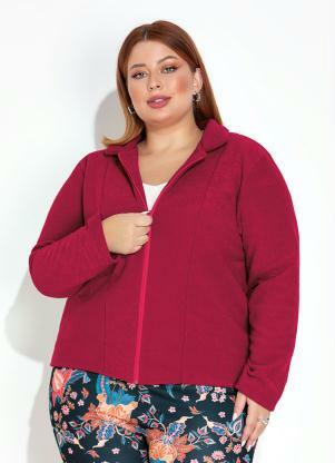 Marguerite - Casaco Cereja em Buclê Peluciado Plus Size - MARGUERITE