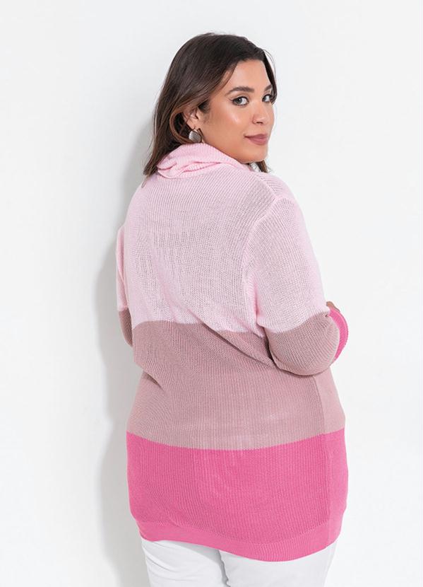 Outlet - Casaco de Tricô Plus Size Rosa 3