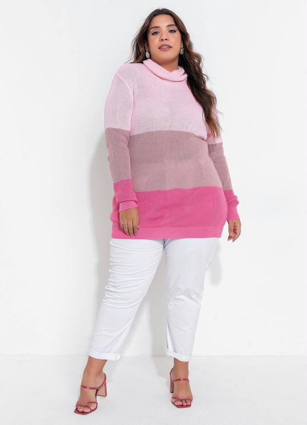 Outlet - Casaco de Tricô Plus Size Rosa 4