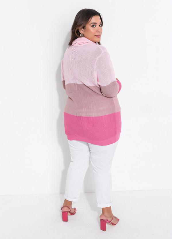 Outlet - Casaco de Tricô Plus Size Rosa 5