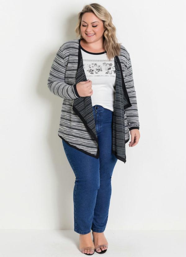 casaco branco plus size