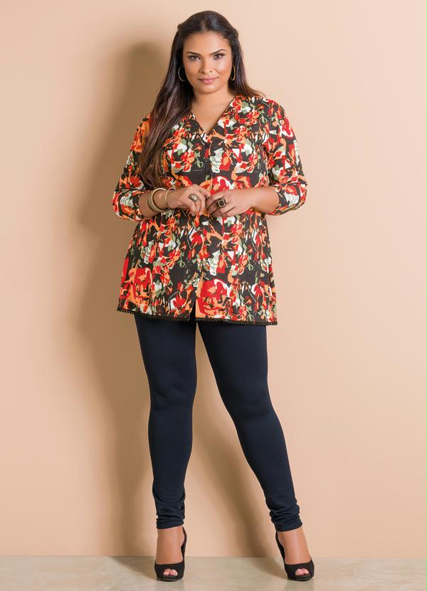 Marguerite - Casaco Manga 7/8 Floral Plus Size 3