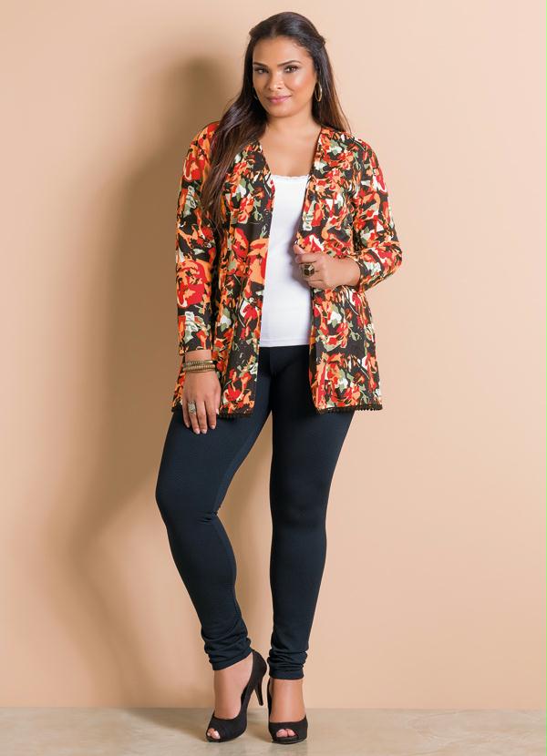 Marguerite - Casaco Manga 7/8 Floral Plus Size 4