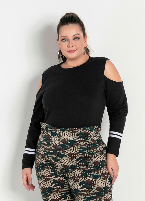 Marguerite - Casaco Preto com Ombros Vazados Plus Size