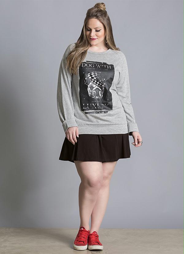 Quintess - Casaco Raglan Mescla com Estampa Plus Size 4