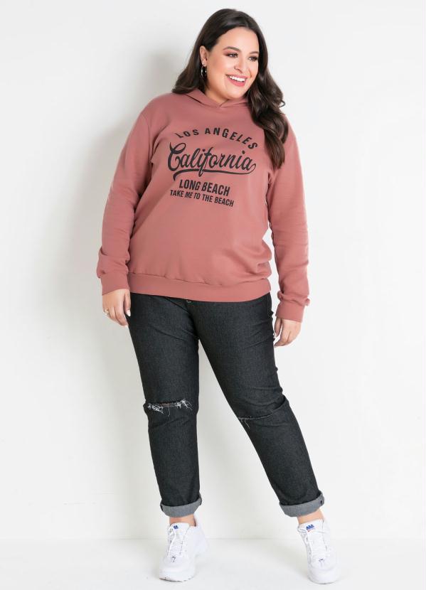 Marguerite - Casaco Rosê Escuro com Capuz Plus Size 3