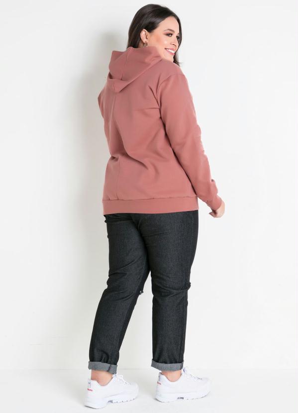 Marguerite - Casaco Rosê Escuro com Capuz Plus Size 4