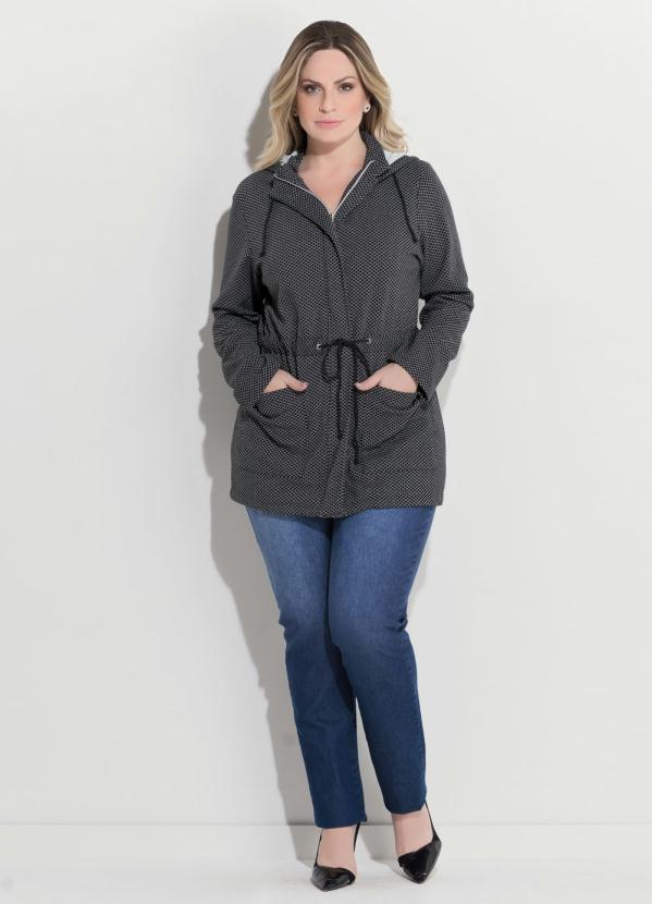 Quintess - Parca Quintess Preta com Capuz Plus Size 5