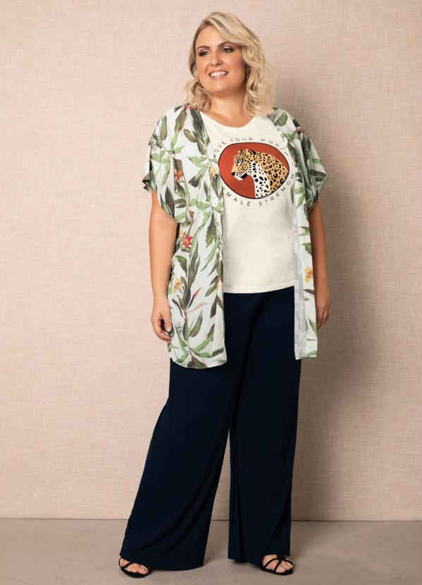 Malwee Plus - Quimono Branco em Viscose 2