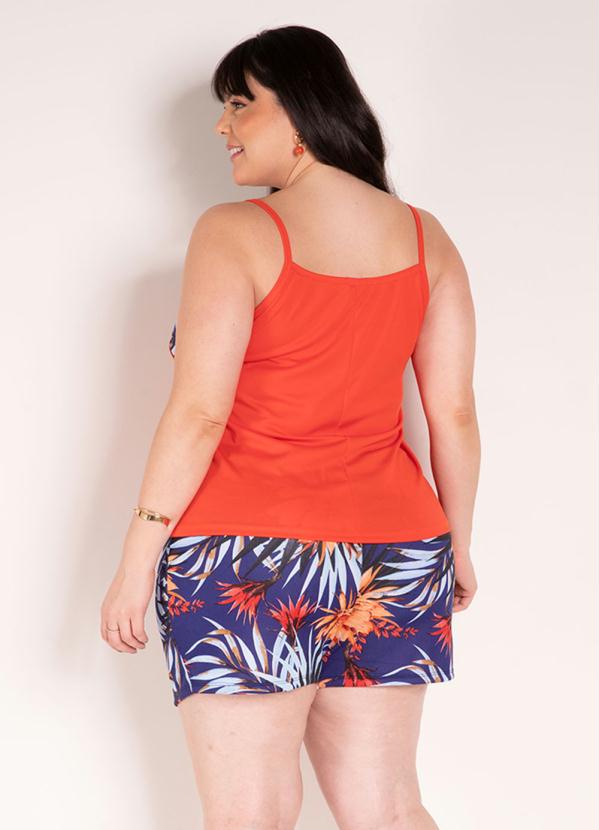 Marguerite - Conjunto Floral Azul e Laranja Plus Size 2
