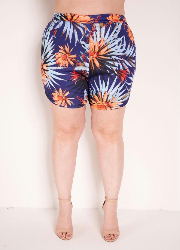 Marguerite - Conjunto Floral Azul e Laranja Plus Size 3