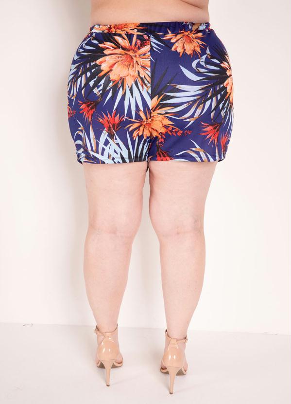 Marguerite - Conjunto Floral Azul e Laranja Plus Size 4