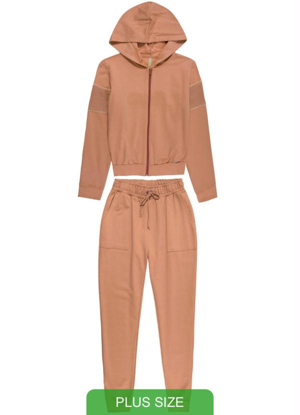 Cativa Plus Size Conjunto Moletom Plus Size Marrom