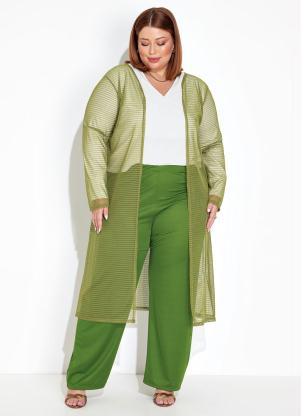 Marguerite - Conjunto Verde Cardigan e Calça Plus Size - MARGUERITE