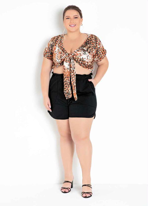 Outlet - Cropped Abstrata com Amarração Plus Size 3