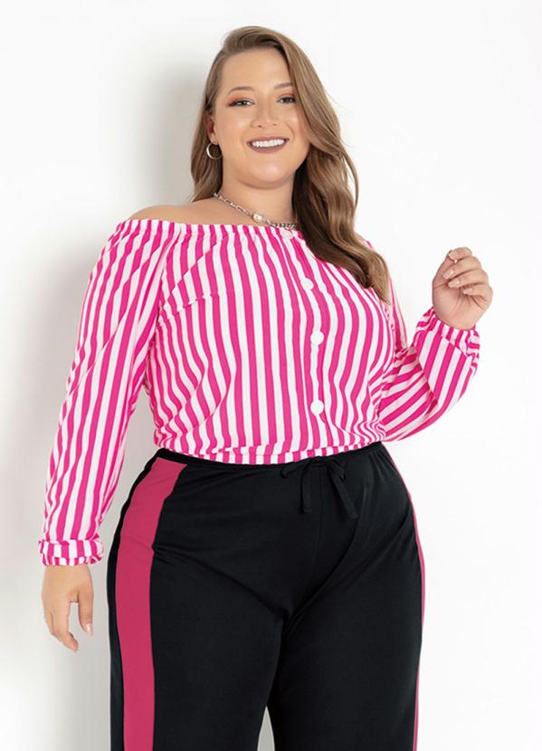 Cropped Listrada Pink Ombro A Ombro Plus Size Marguerite