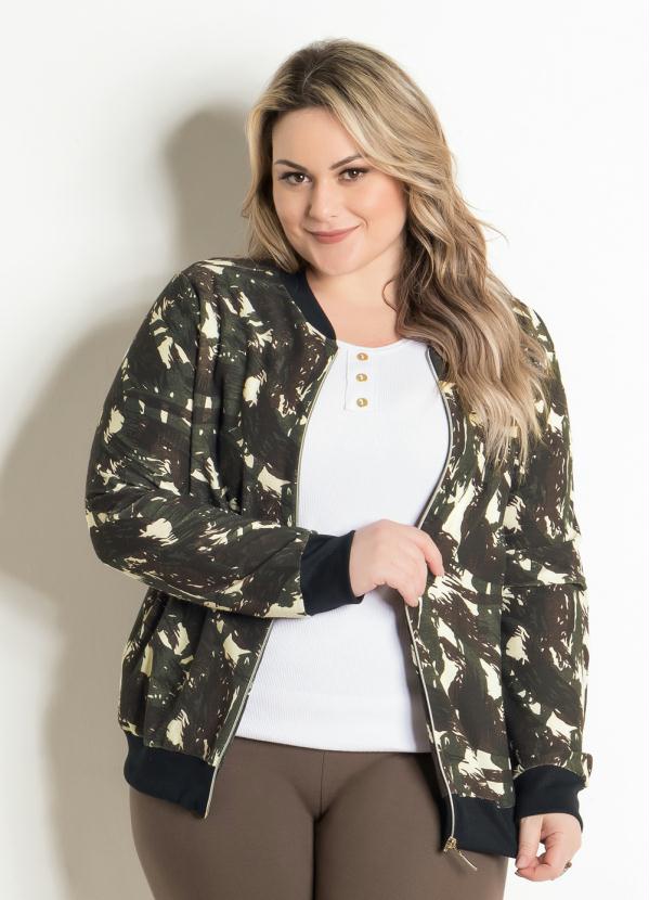 Marguerite - Jaqueta Bomber Camuflada Plus Size Marguerite