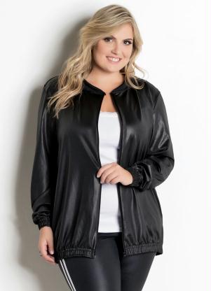 casaco preto feminino plus size