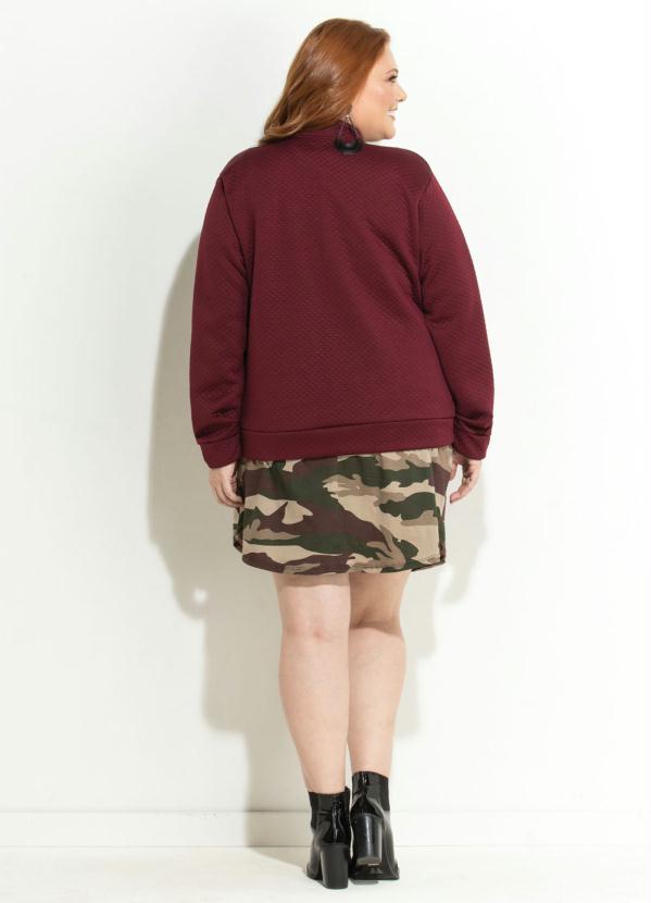 Quintess - Jaqueta Bordô em Matelassê Plus Size Quintess 4