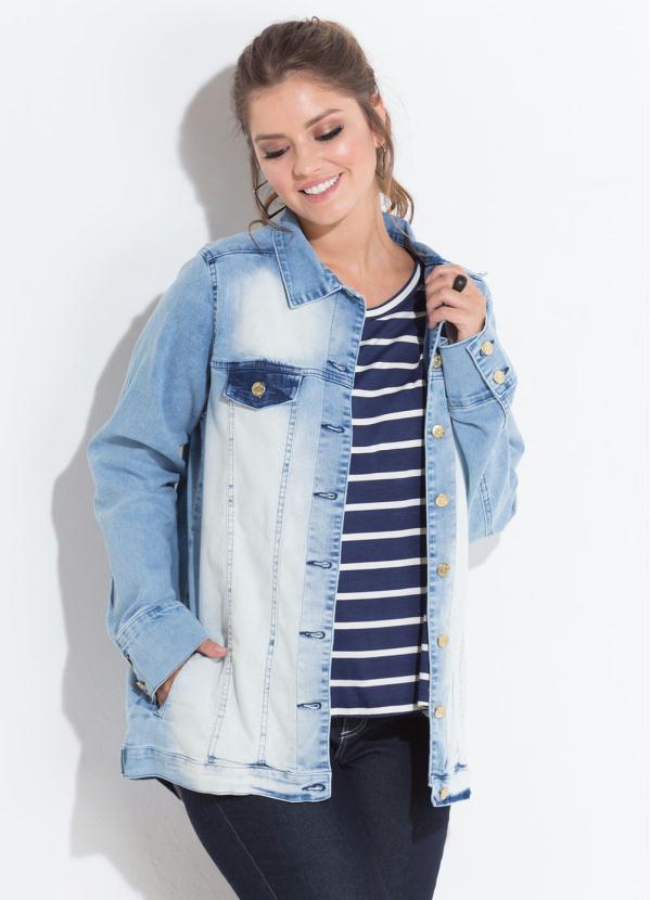 Quintess - Jaqueta Jeans Claro com Bolsos Quintess