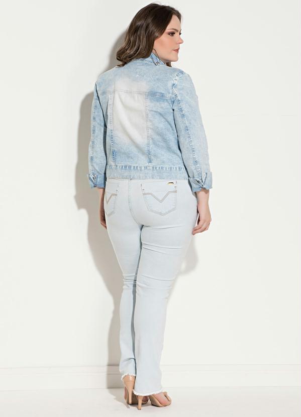 Quintess - Jaqueta Jeans Claro Quintess Plus Size 10