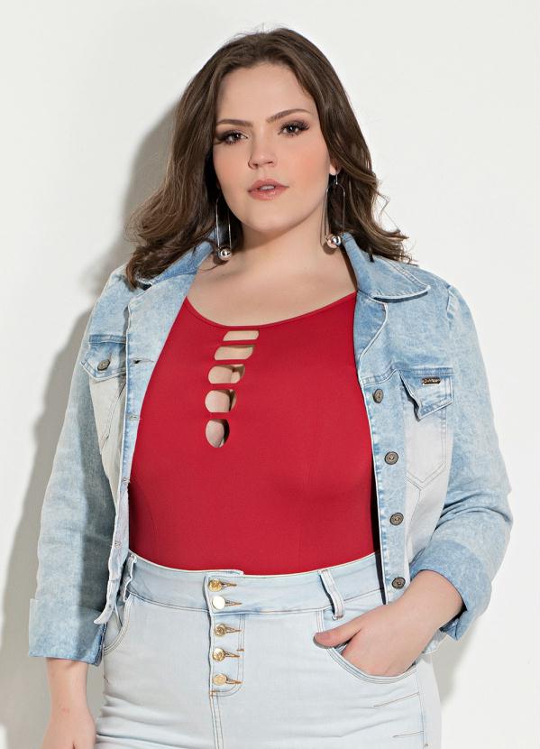 Quintess - Jaqueta Jeans Claro Quintess Plus Size 7