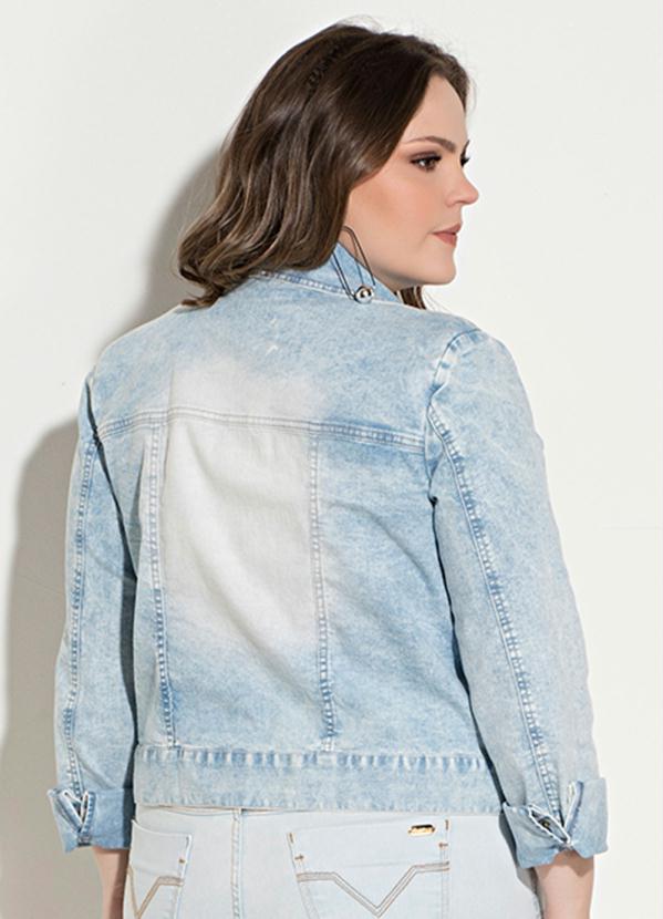 Quintess - Jaqueta Jeans Claro Quintess Plus Size 8