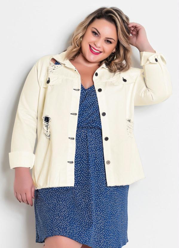 Jaqueta Jeans Destroyed Plus Size Off 