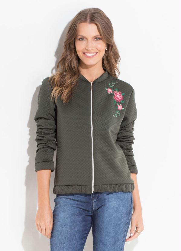 Quintess - Jaqueta Verde em Matelassê com Bordado