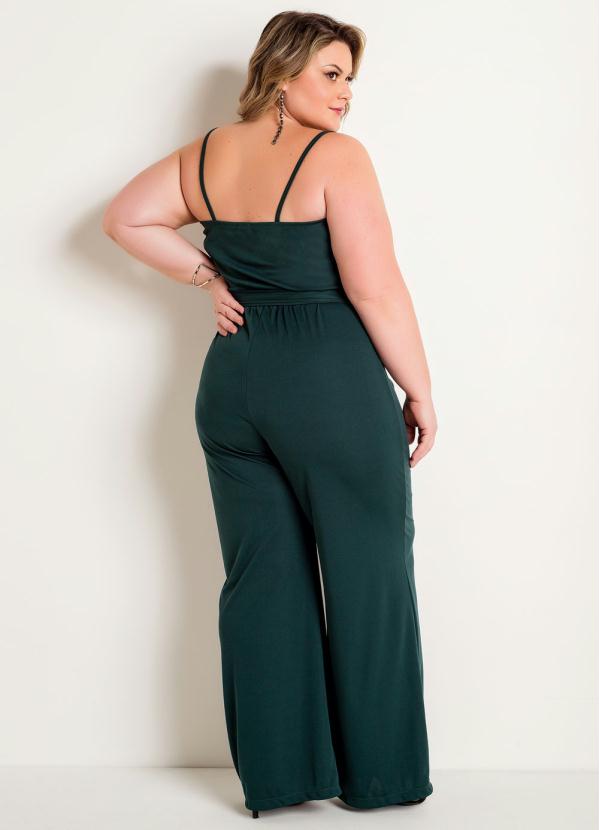 macacão verde plus size