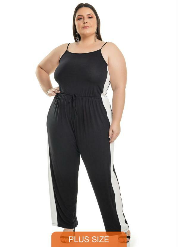Miss Masy Plus - Macacão Longo Style Preto