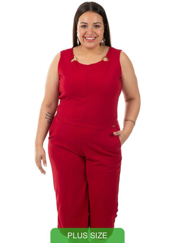 Gris - Macacao Pantacourt Bordo Gris Plus Size
