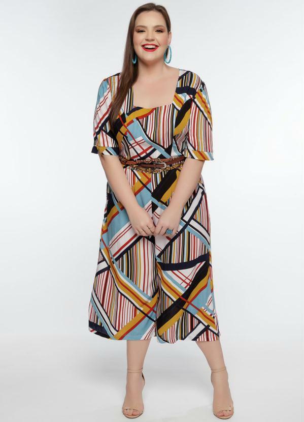 Mink - Macacão Plus Size Estampado com Bolsos