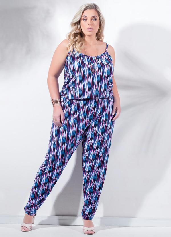 Marguerite - Macacão com Alça Estampa Abstrata Plus Size