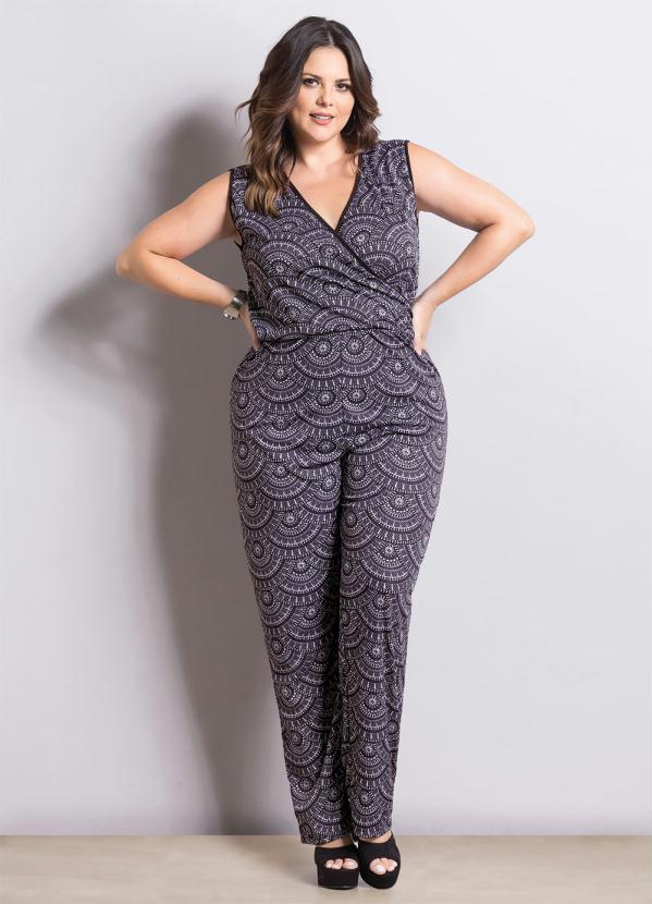 Marguerite - Macacão Decote Transpassado Mandala Marguerite