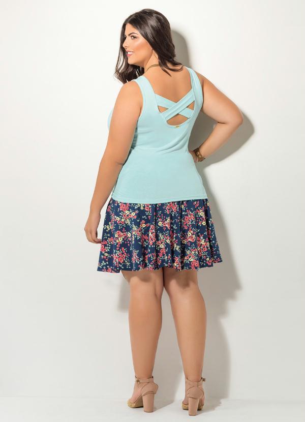 Quintess - Saia Evasê Floral Quintess Plus Size 4