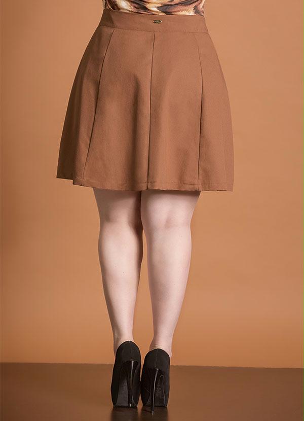 Quintess - Saia Evasê  Marrom com Botões 7