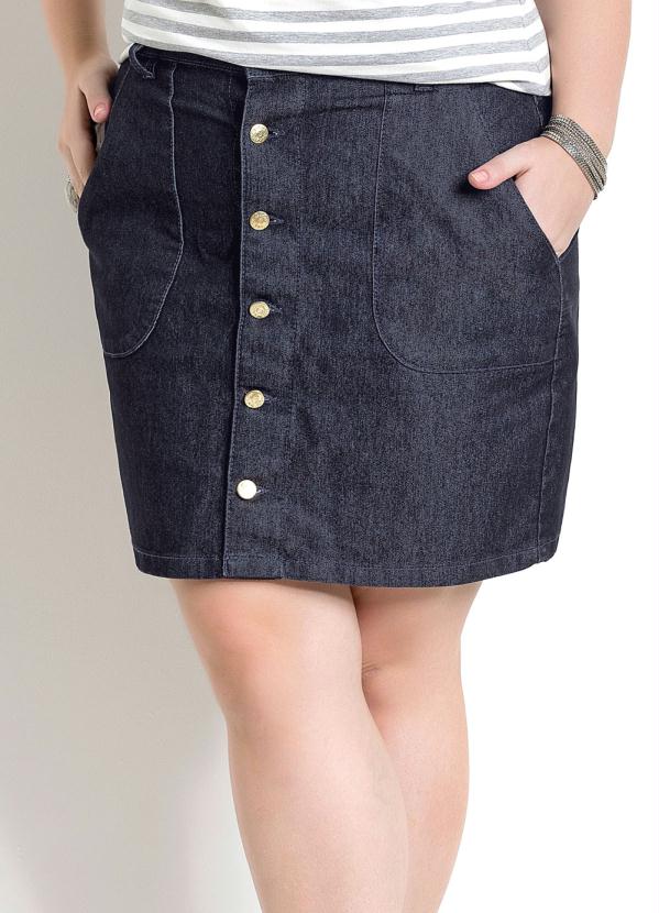 Quintess - Saia Jeans com Botões Plus Size Quintess