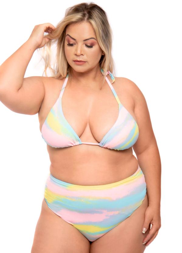 Acqua Rosa - Biquíni Cortininha Plus Size Aquarela