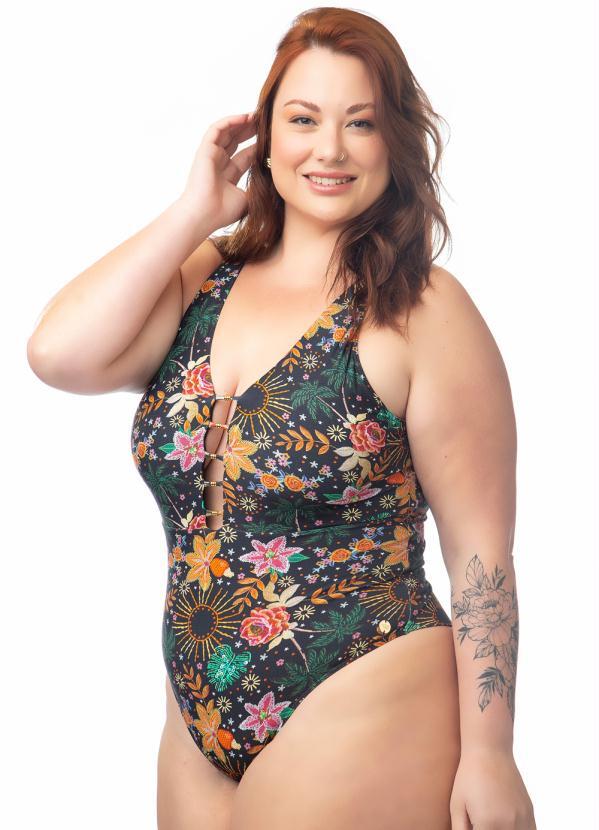 Acqua Rosa - Maio Decote Plus Size Floral