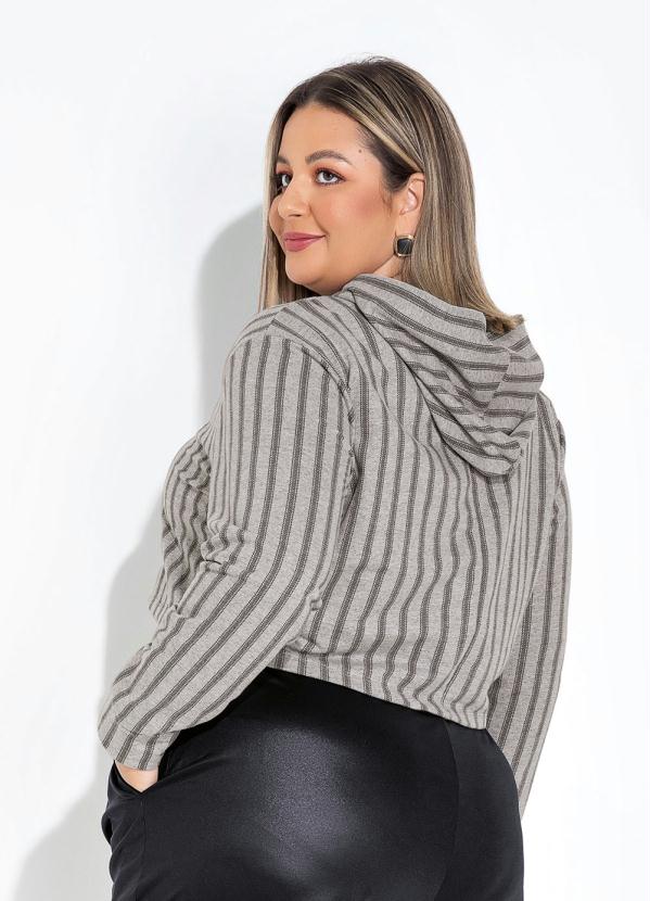 Marguerite - Casaco Cropped Listras Mescla Plus Size 2