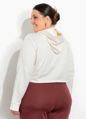 Marguerite - Casaco Cropped Off White Estampa Puff Plus Size - MARGUERITE