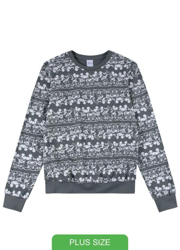 Casaco Moletom Plus Size Adulto Cinza Disney