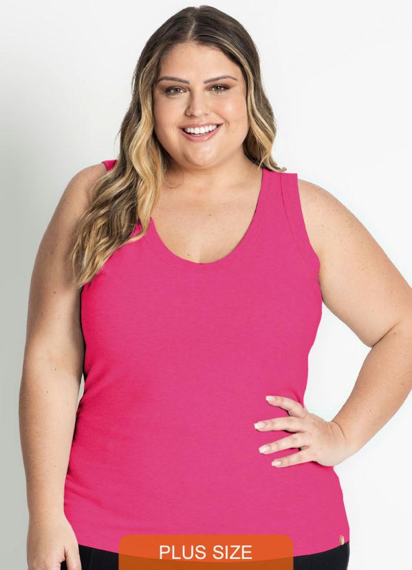Rovitex Plus Size - Regata Básica Plus Size Cotton Rosa