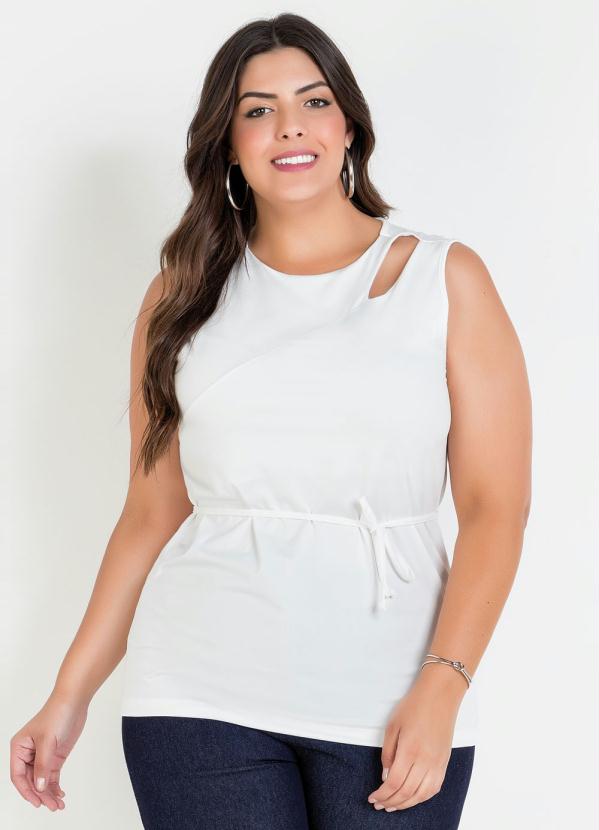 Regata Com Vazado Branca Plus Size Marguerite