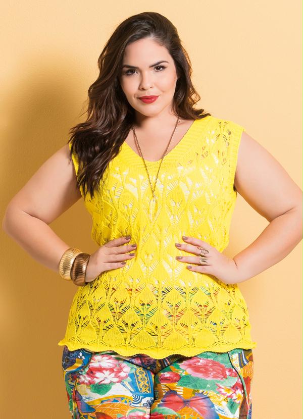 Marguerite - Regata em Tricô Amarela com Transparência