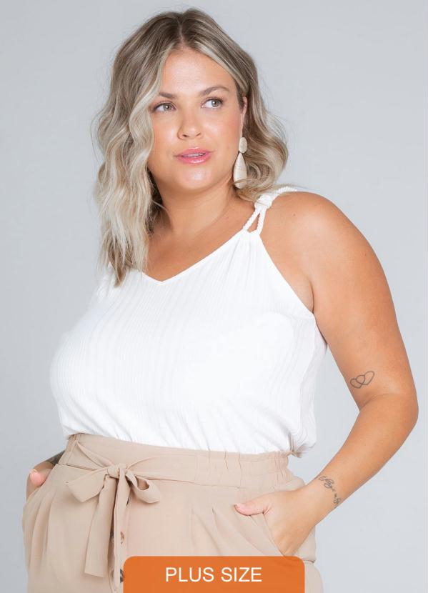 Regata Feminina Plus Size Branco Secret Glam