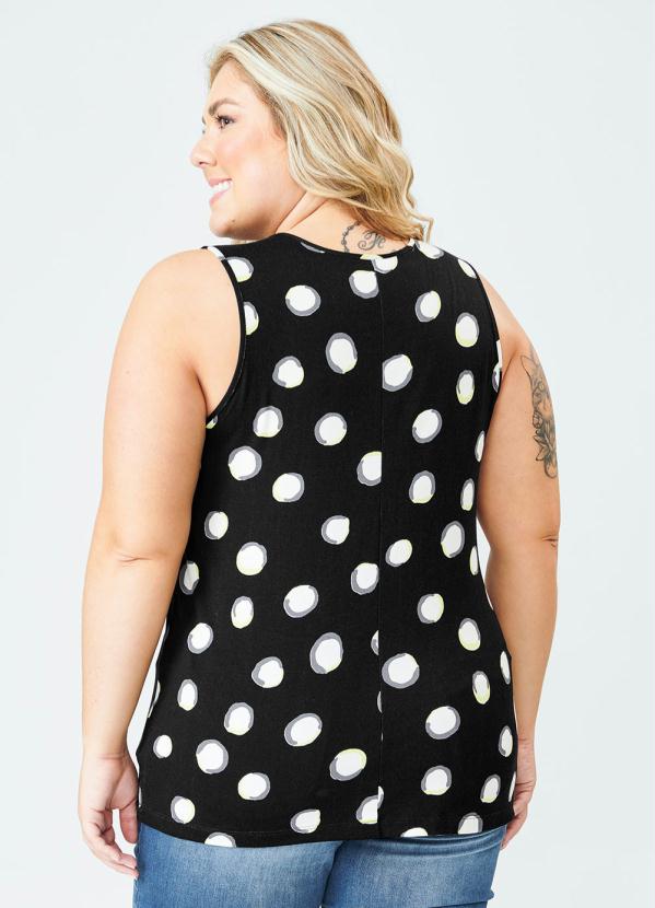 Rovitex Plus Size - Regata Feminina Plus Size Poá Preto 2