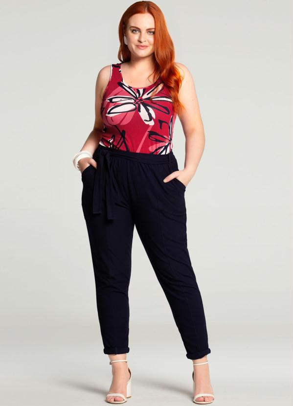 Lunender Mais Mulher - Regata Plus Size Malha Estampada Vermelho 2